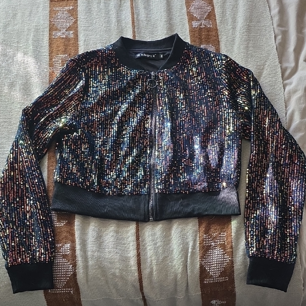 Ashley By 26 International Multicolor Sequin Bomber Jacket